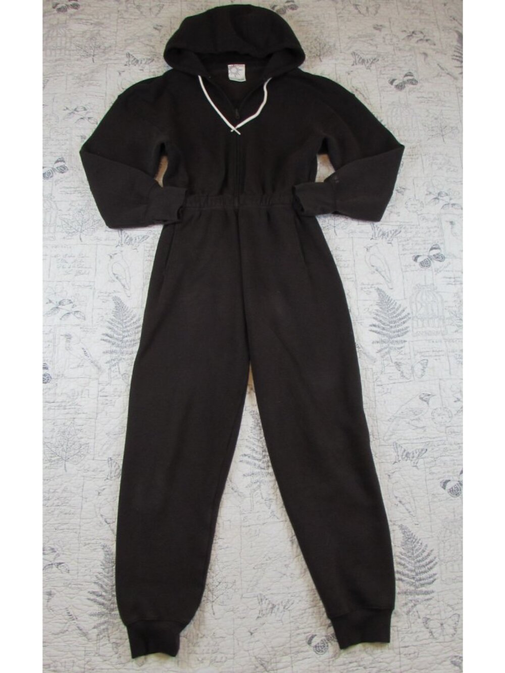 OFFLINE  Aerie Women Brown Fleece Zip  Hooded Jumpsuit Thumbhole Cozy Warm S